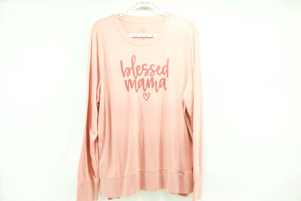 Positive Tees “Blessed Mamma” XL women’s long sleeve T-shirt pink/salmon